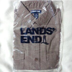 Men's Lands' End Flannel button up shirt size M brown style #513344